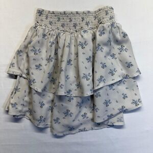 Hollister Ultra High-Rise Blue Floral Tiered Mini Skirt Cottagecore S